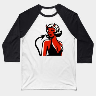 Retro Devil Girl Baseball T-Shirt